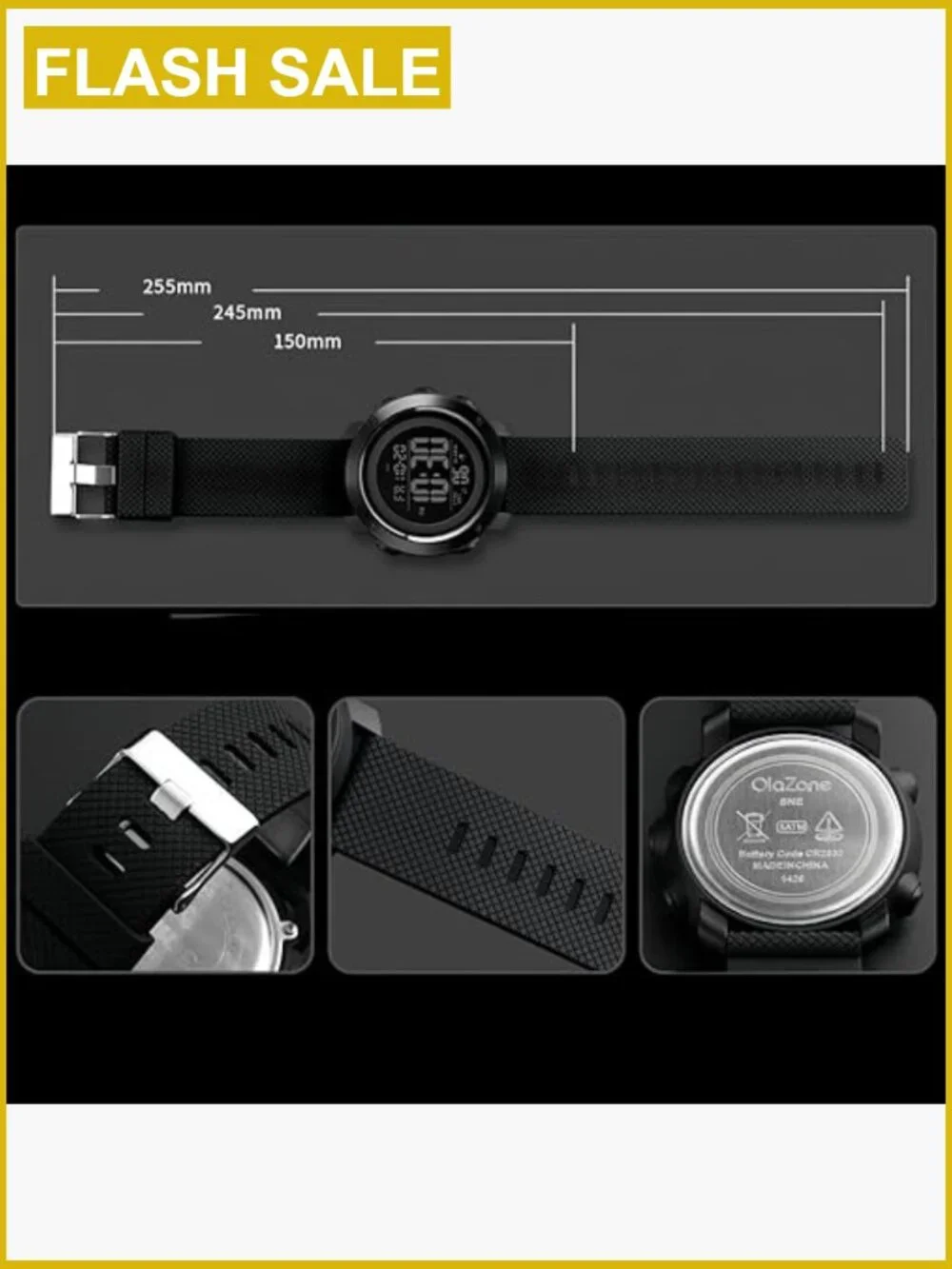 Digital Sports Watch Military Waterproof Men's Stopwatch Alarm Night Light
